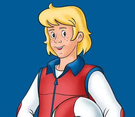 Freddy mit Motorradhelm im Arm