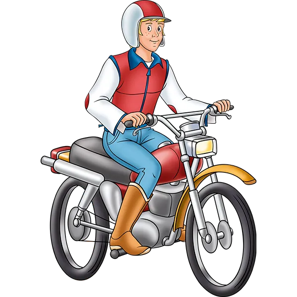 Freddy mit Motorrad